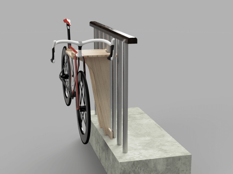 Rendering on bike perched on bike rack