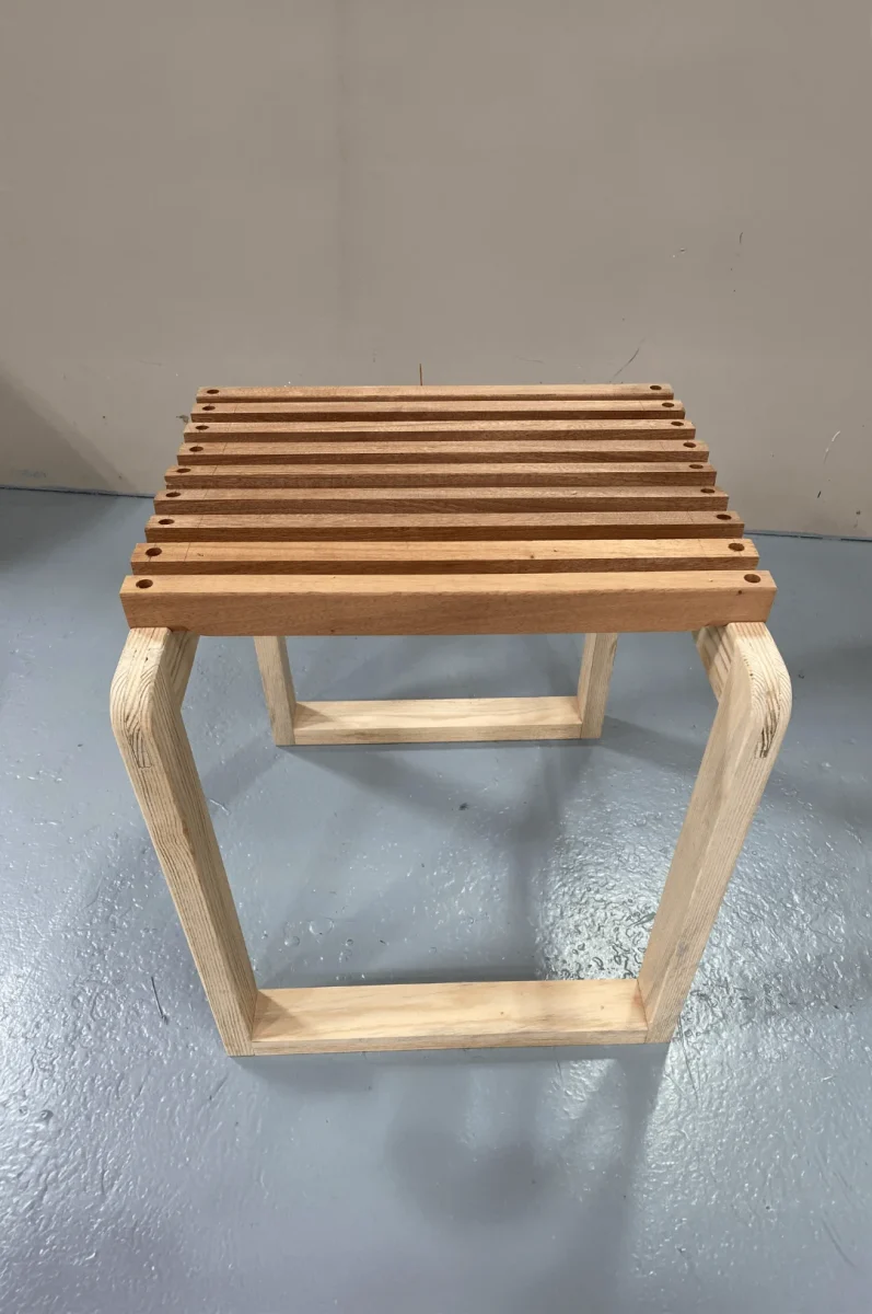 Close up looking down on finished multi-functional table project