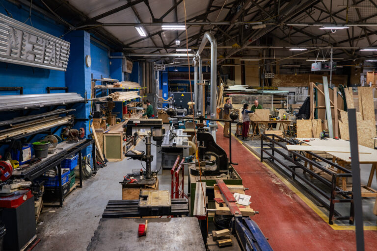Workshop bays and machinery at Edinburgh Open Workshop