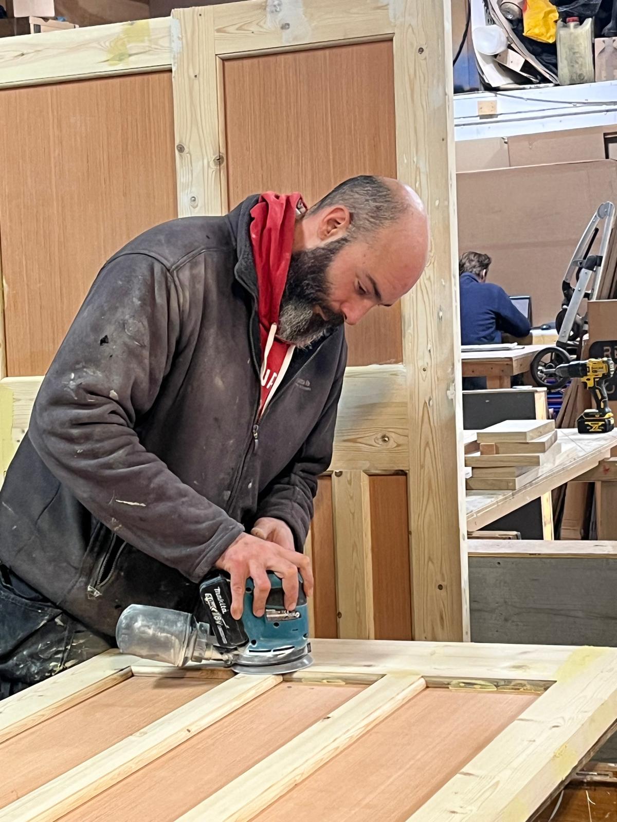 PAYG member working on a large joinery project at Edinburgh Open Workshop