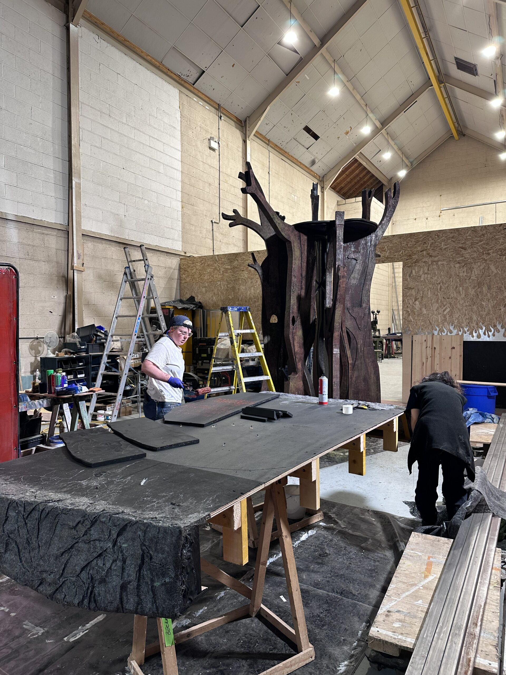Scenic build in EOW's large-scale fabrication space