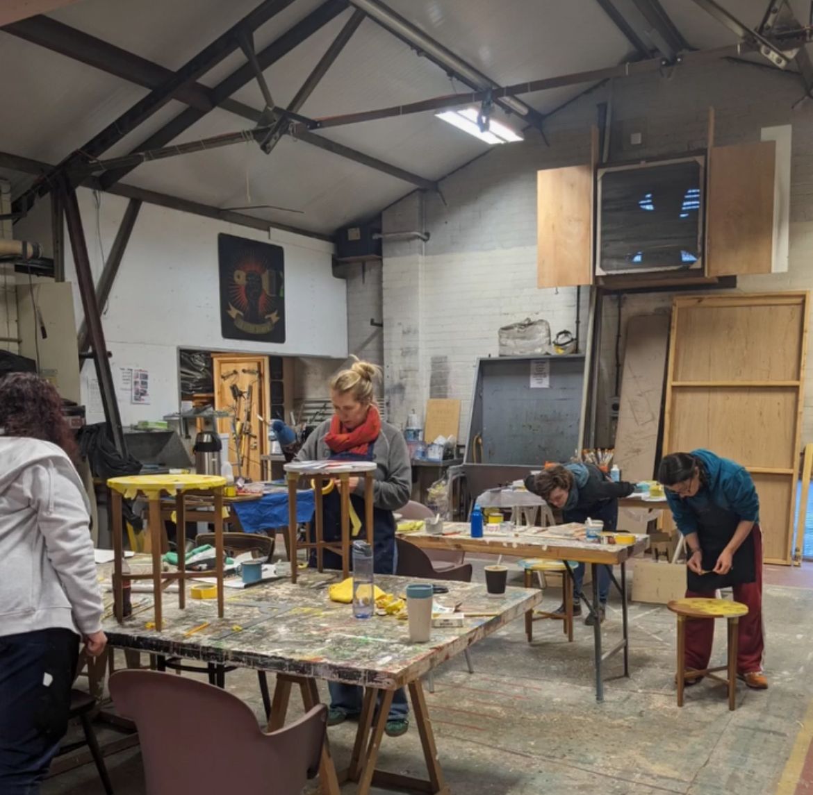 Paint Floor at EOW - set up for a furniture upcycling course