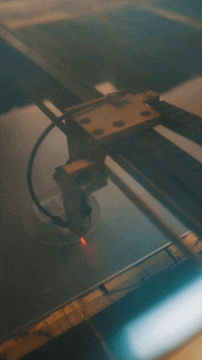 A Laser cutter in action